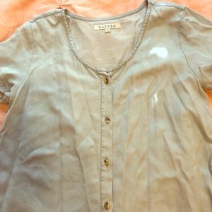 Francescas light blue button up top
